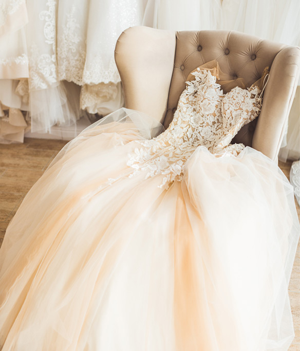 Wedding gown with full bodied skirt 